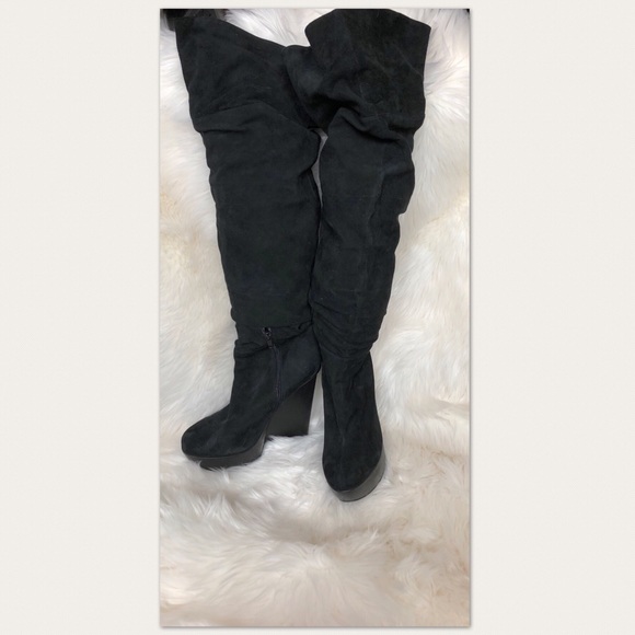 Aldo Suede Knee High Boots Black Size 11 US 41 EU - Picture 1 of 4